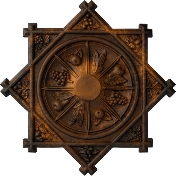 Ekena Millwork Antilles Ceiling Medallion (Fits Canopies up to 6"), Hand-Painted Rust, 38 1/4"OD x 1 1/2"P CM38ANRUS - main